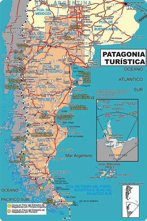 Mapa ilustrativo de las rutas de avistamiento de aves en la Patagonia Chilena y Tierra del Fuego