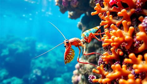 Primer plano del coral de camarón, resaltando su color vibrante