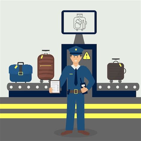 Control de aduanas en aeropuerto, oficial revisando equipaje