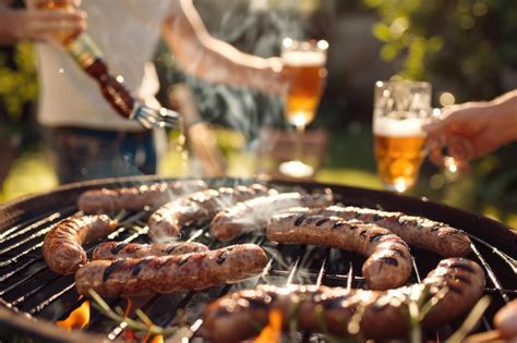 Primer plano de embutidos artesanales siendo asados a la parrilla