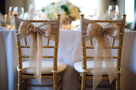 Sillas de evento decoradas con lazos rosa pastel y flores