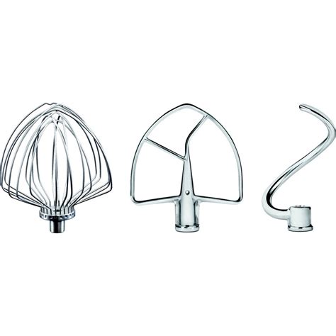 Conjunto de accesorios para batidora amasadora: gancho, pala y varillas.