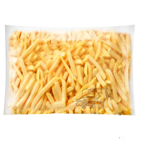 Ilustración comparativa de la textura de papas fritas naturales versus papas fritas prefritas congeladas.