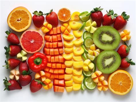 Frutas cortadas en diferentes formas para ensalada