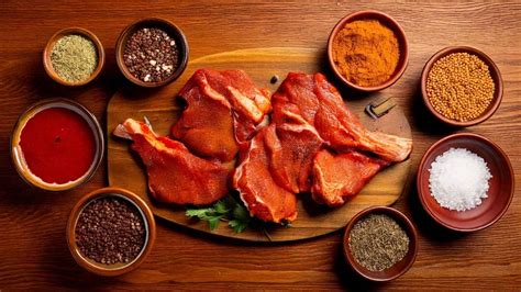 Fotografía de un plato terminado de espinazo de cerdo en salsa roja servido con guarniciones tradicionales