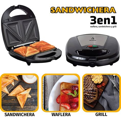 Diseño moderno de una sandwichera multifuncional con varios sándwiches listos