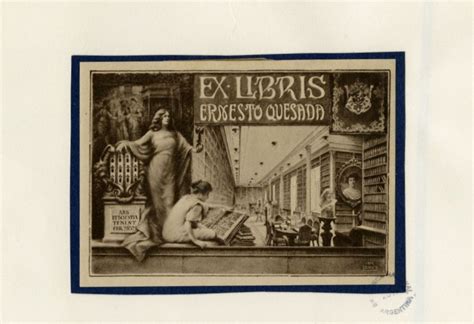 Diseño del ex libris de Ernesto Quesada creado por Idrus en 1915