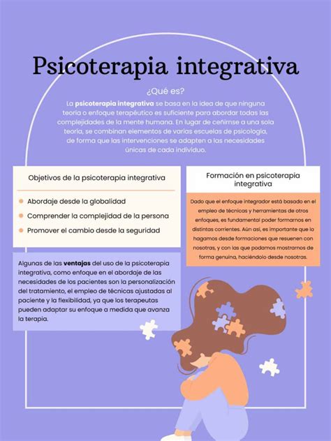 Esquema sobre el enfoque de psicoterapia integrativa y sus beneficios en la salud mental del adulto