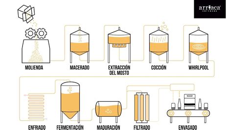 Esquema de producción de cerveza en BDO con ingredientes y pasos