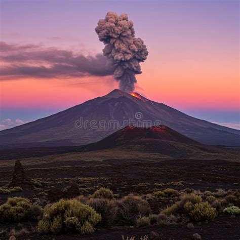 Ilustración de una columna de humo volcánico ascendiendo y expandiéndose.