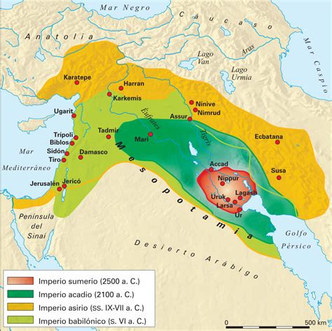 Mapa político de Mesopotamia con sus principales ciudades y ríos.