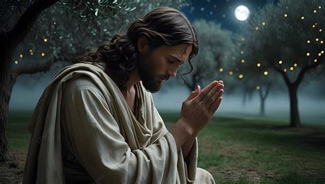 Ilustración de Jesús orando en el Huerto de Getsemaní.