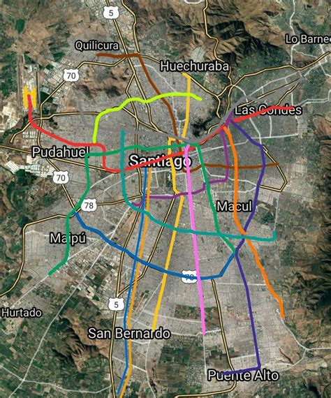 Mapa de Santiago mostrando las ubicaciones de los locales de Pollo Caballo