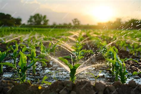 Campo de cultivo de porotos con un sistema de riego o pulverización
