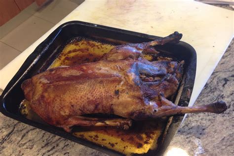 Ganso asado en un contexto campestre y festivo
