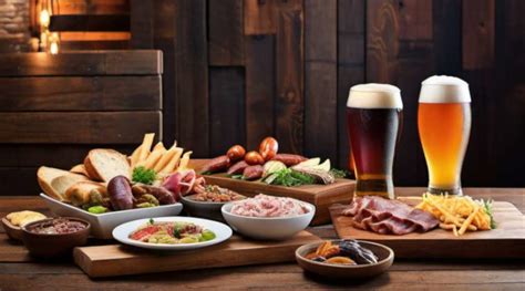 Cervezas artesanales y diversos platos para maridaje