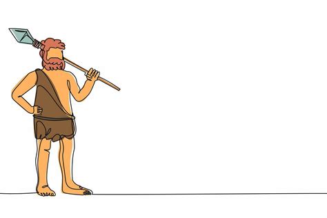Ilustración de un hombre prehistórico ahumando carne o remojando alimentos en agua de mar.