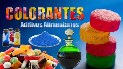 Imágenes comparativas de alimentos con y sin aditivos colorantes (ej. cola, margarina, helado de menta).