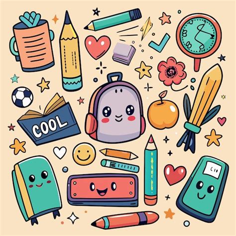 Ilustración de útiles escolares.