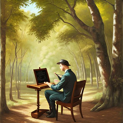 Pintura romántica de un poeta en la naturaleza