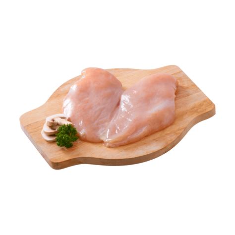 Pechuga de pollo abierta en forma de mariposa y aplanada