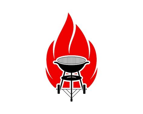 Logo de parrilla con elementos de fuego