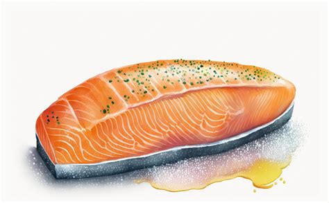 Ilustración de un filete de salmón crudo con su característico color rosáceo-naranja.