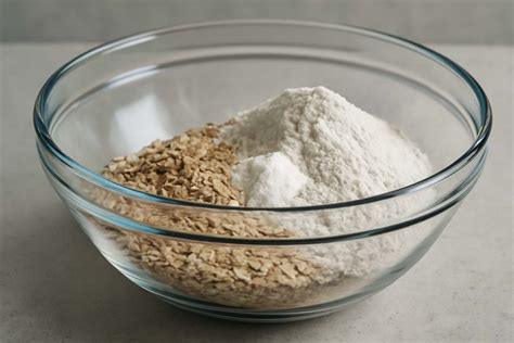 mezcla de avena y mantequilla derretida en un bol