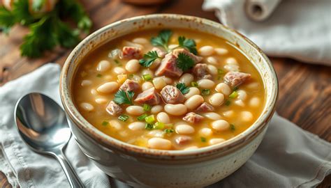 Ingredientes frescos para la sopa de frijoles blancos salvadoreña, incluyendo verduras y costilla de cerdo.