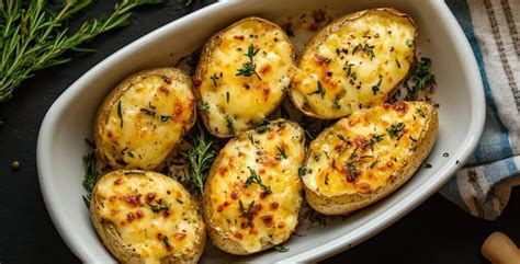 Plato terminado de papas gratinadas con queso Gruyère y espinacas