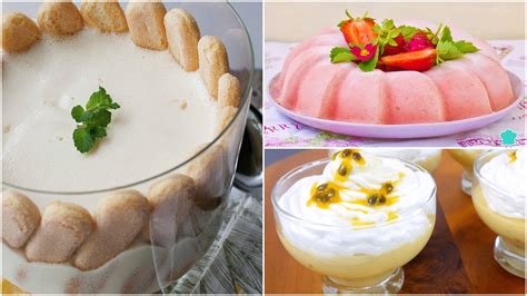 Plato con varios postres de kiwi y leche evaporada, diferentes texturas