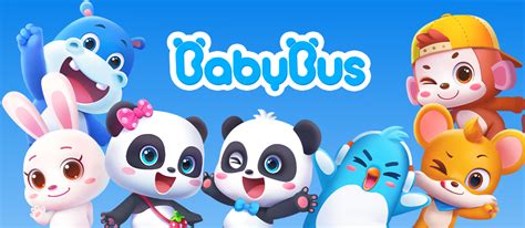 Ilustración de los personajes Kiki y Miumiu de BabyBus rodeados de elementos de juego y aprendizaje.